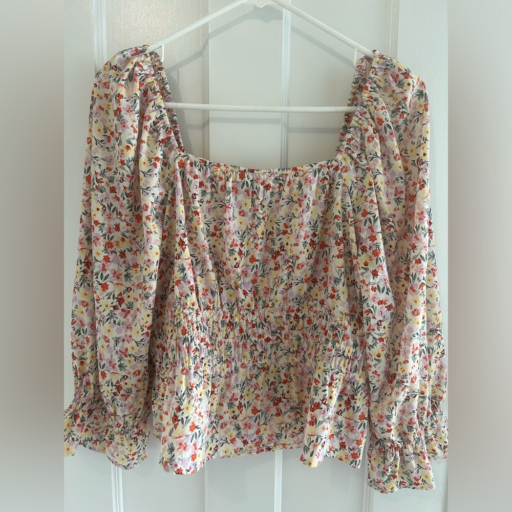 Floral smocked crop top
